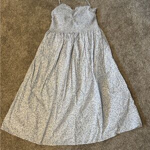 H&M Blue Floral Smocked Midi Dress – XL – Detachable Straps, Purchased in Europe